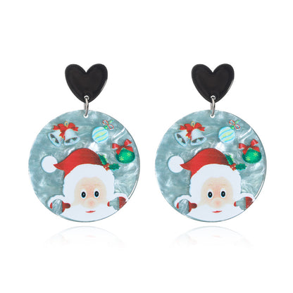 1 Pair Fashion Christmas Tree Santa Claus Arylic Drop Earrings