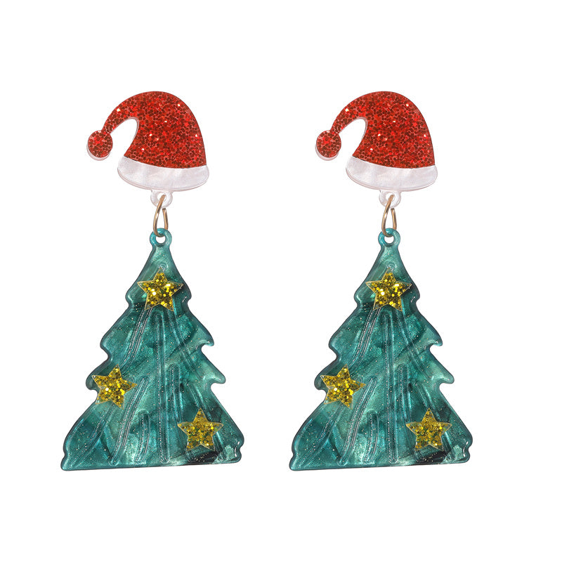 Wholesale Jewelry Vintage Style Christmas Tree Arylic No Inlaid Drop Earrings