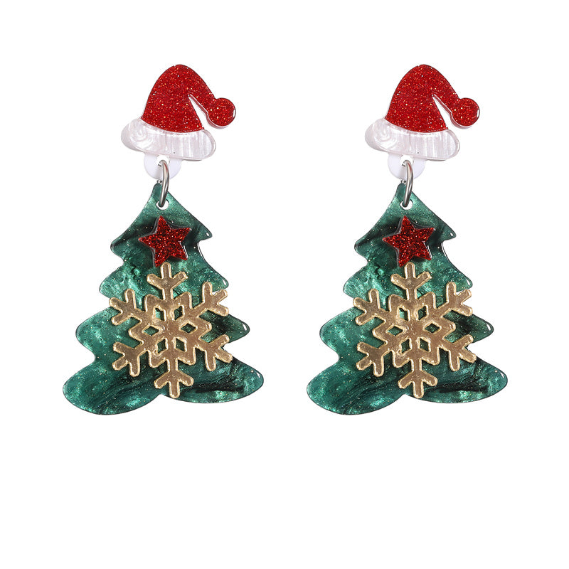 Wholesale Jewelry Vintage Style Christmas Tree Arylic No Inlaid Drop Earrings