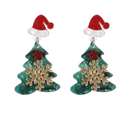 Wholesale Jewelry Vintage Style Christmas Tree Arylic No Inlaid Drop Earrings