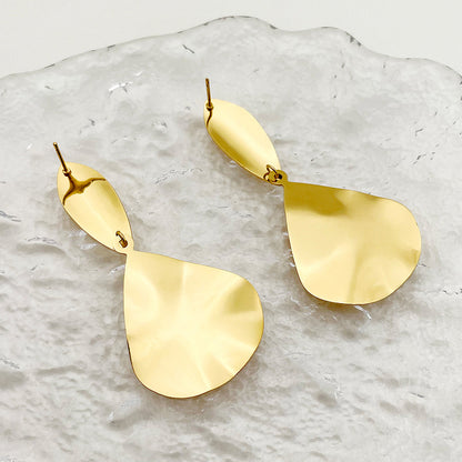 1 Pair Elegant Sweet Artistic Solid Color Plating Stainless Steel Gold Plated Drop Earrings