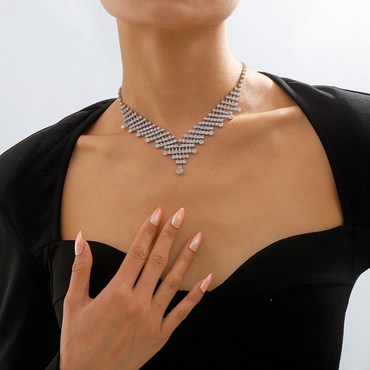 Modern Style Simple Style Tassel Rhinestone Women's Necklace