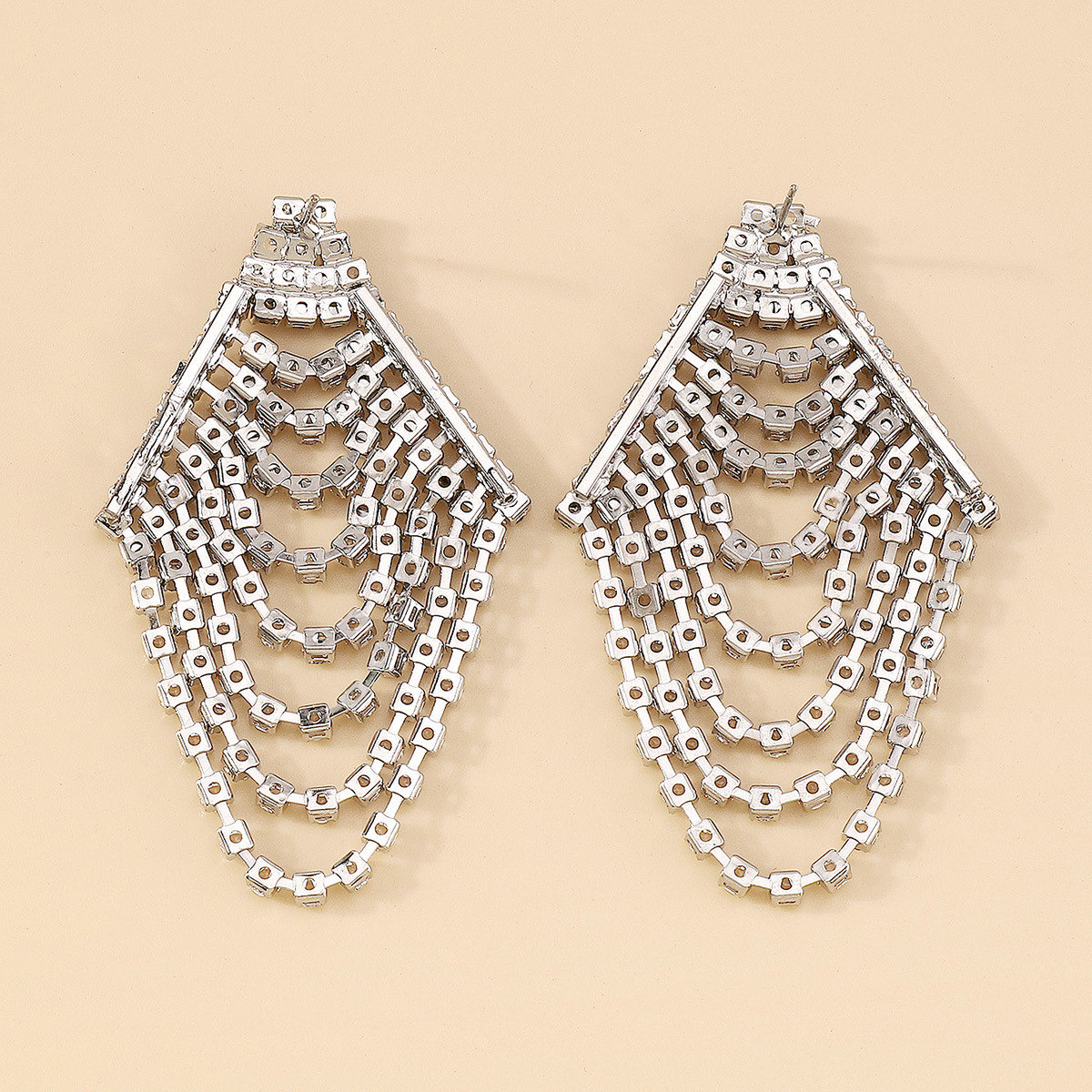 1 Pair Modern Style Simple Style Shiny Tassel Inlay Alloy Rhinestones Drop Earrings