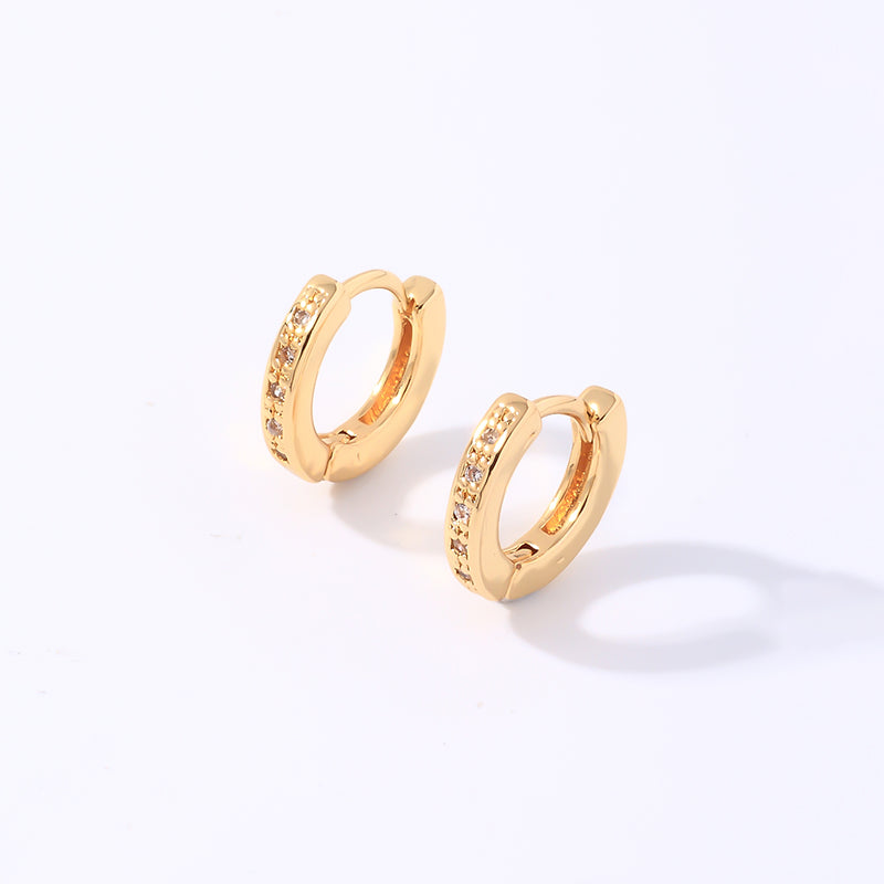 1 Pair Casual Simple Style Round Plating Inlay Copper Zircon White Gold Plated Gold Plated Hoop Earrings