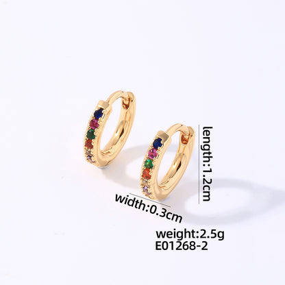 1 Pair Casual Simple Style Round Plating Inlay Copper Zircon White Gold Plated Gold Plated Hoop Earrings