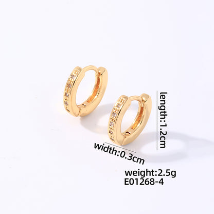 1 Pair Casual Simple Style Round Plating Inlay Copper Zircon White Gold Plated Gold Plated Hoop Earrings