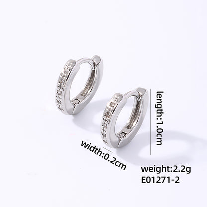 1 Pair Casual Simple Style Round Plating Inlay Copper Zircon White Gold Plated Gold Plated Hoop Earrings