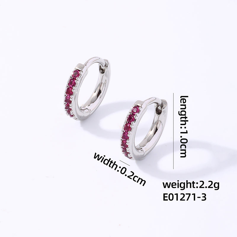 1 Pair Casual Simple Style Round Plating Inlay Copper Zircon White Gold Plated Gold Plated Hoop Earrings