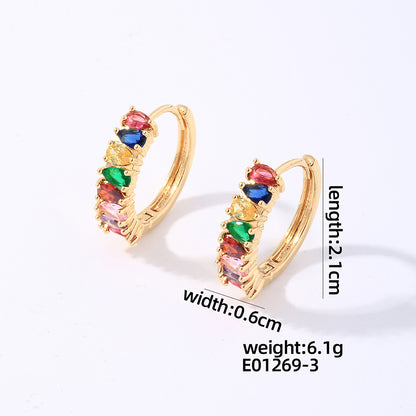 1 Pair Casual Simple Style Round Plating Inlay Copper Zircon White Gold Plated Gold Plated Hoop Earrings