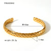 Vintage Style Electrocardiogram Leaves Knot Stainless Steel Plating 18k Gold Plated Bangle