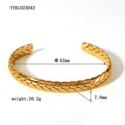 Vintage Style Grain Stainless Steel Plating 18k Gold Plated Bangle