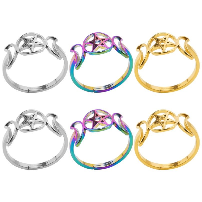 Wholesale Basic Star Moon Stainless Steel Open Rings