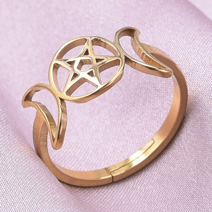 Wholesale Basic Star Moon Stainless Steel Open Rings