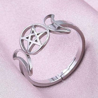 Wholesale Basic Star Moon Stainless Steel Open Rings