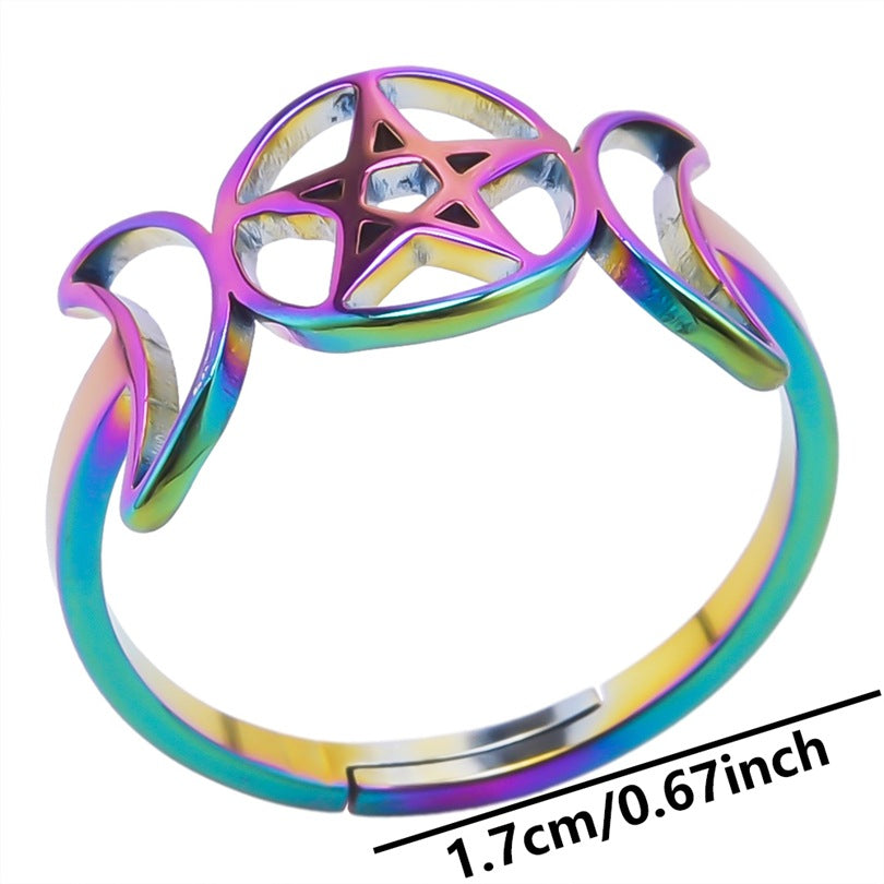 Wholesale Basic Star Moon Stainless Steel Open Rings