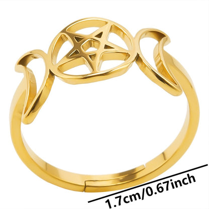 Wholesale Basic Star Moon Stainless Steel Open Rings