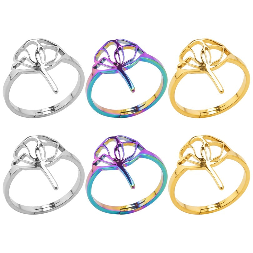 Wholesale Basic Flower Stainless Steel Open Rings