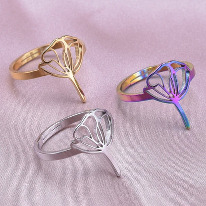 Wholesale Basic Flower Stainless Steel Open Rings