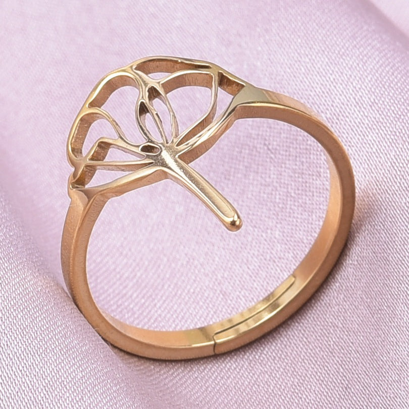 Wholesale Basic Flower Stainless Steel Open Rings