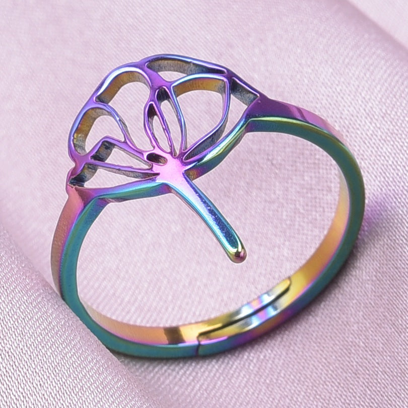 Wholesale Basic Flower Stainless Steel Open Rings