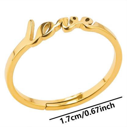 Wholesale Jewelry Simple Style Letter 304 Stainless Steel 18K Gold Plated Open Rings