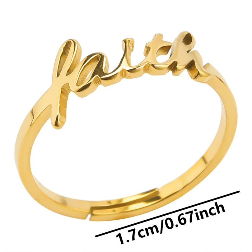 Wholesale Jewelry Simple Style Letter 304 Stainless Steel 18K Gold Plated Open Rings