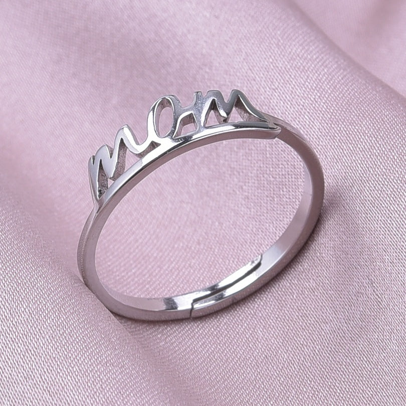 Wholesale Simple Style Letter Stainless Steel Open Rings