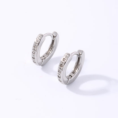 1 Pair Casual Simple Style Round Plating Inlay Copper Zircon White Gold Plated Gold Plated Hoop Earrings