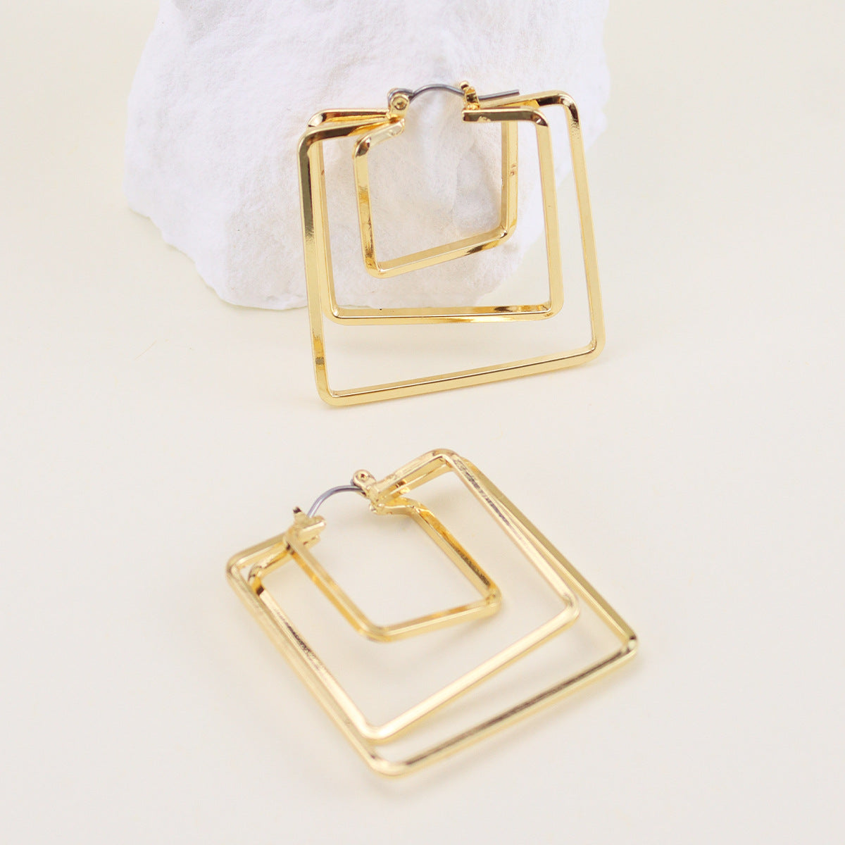 1 Pair Basic Square Iron Earrings