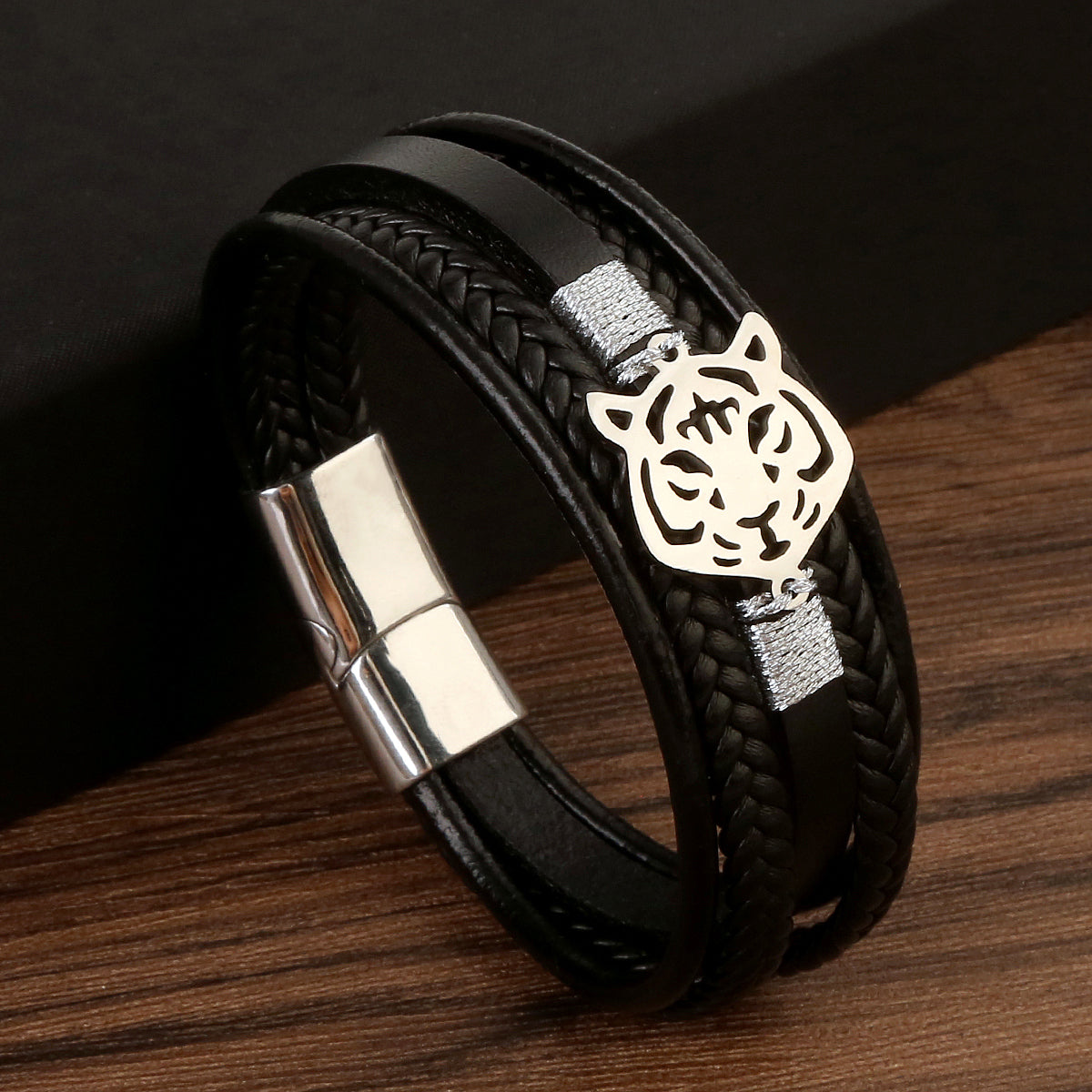 Vintage Style Tiger Stainless Steel Bangle