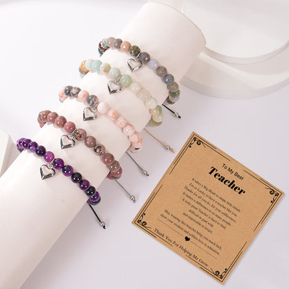 Simple Style Round Agate Beaded Handmade Unisex Bracelets
