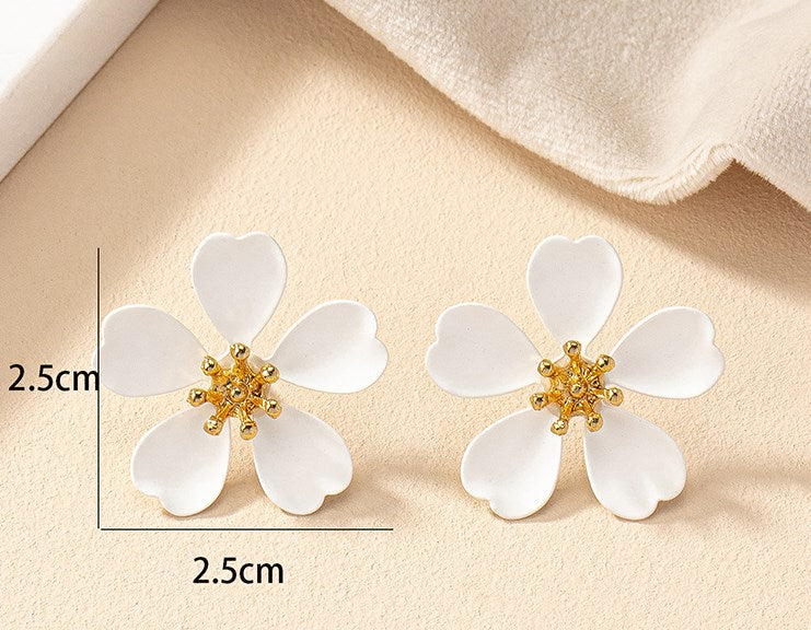 1 Pair Commute Flower Spray Paint Alloy Alloy Ear Studs