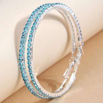 1 Pair Simple Style Round Inlay Rhinestone Ferroalloy Rhinestones Hoop Earrings