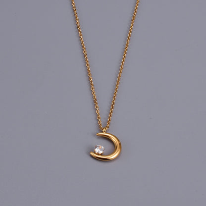 Ig Style Simple Style Heart Shape Titanium Steel Plating Inlay Zircon 18k Gold Plated Necklace