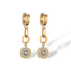 1 Pair Simple Style Commute Geometric Plating Inlay Titanium Steel Zircon 18k Gold Plated Drop Earrings