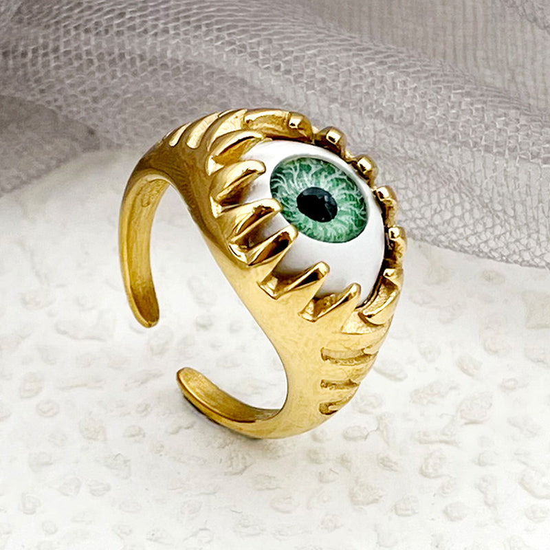 Funny Novelty Commute Eye Stainless Steel Plating Gold Plated Rings