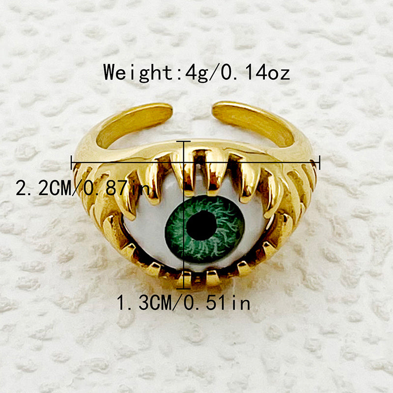 Funny Novelty Commute Eye Stainless Steel Plating Gold Plated Rings