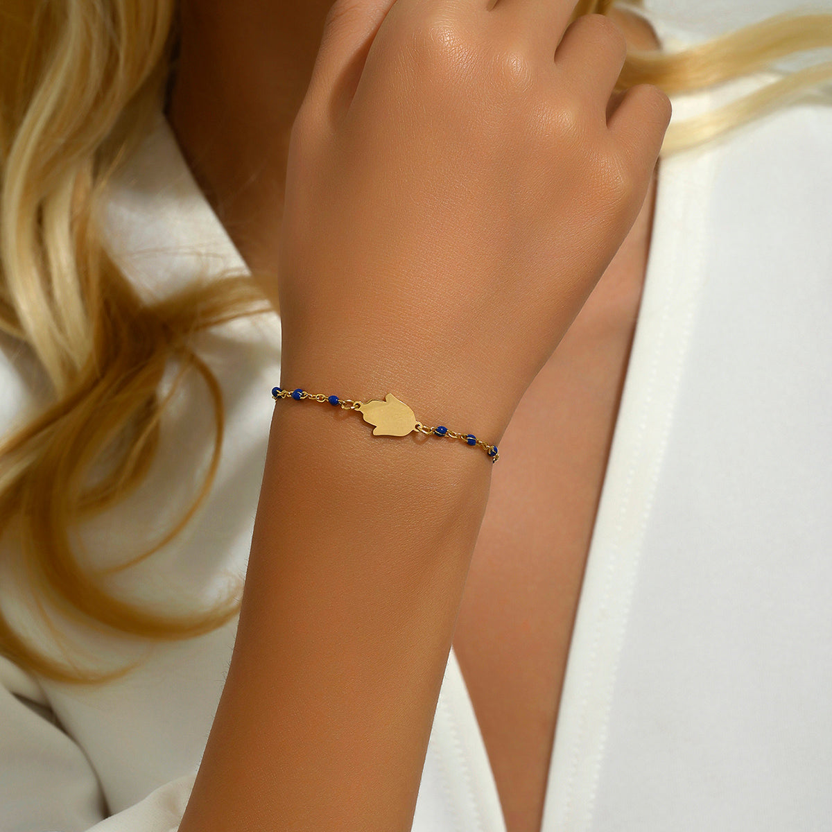 Retro Ethnic Style Commute Cross Round Palm Stainless Steel Plating 18k Gold Plated Bracelets