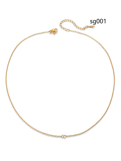 Simple Style Solid Color Stainless Steel Copper 18k Gold Plated Silver Plated Necklace In Bulk