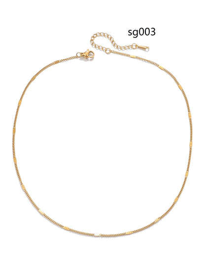 Simple Style Solid Color Stainless Steel Copper 18k Gold Plated Silver Plated Necklace In Bulk