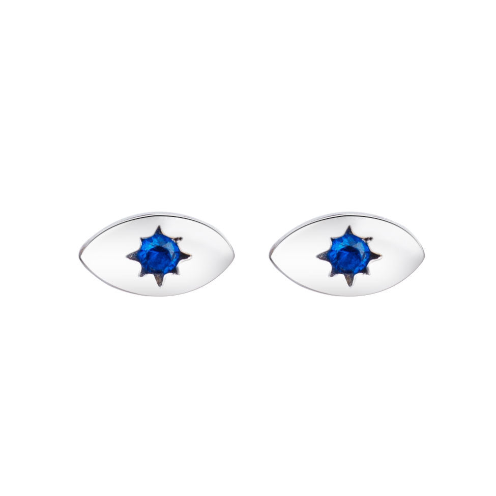 1 Pair Casual Devil's Eye Plating Inlay Sterling Silver Rhinestones Ear Studs