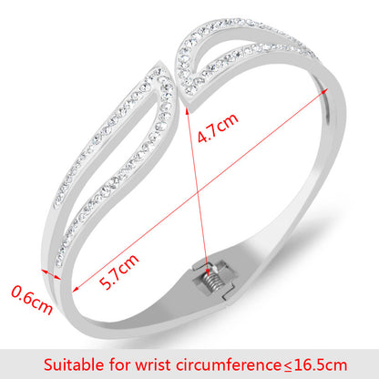 Simple Style Solid Color Stainless Steel Inlay Zircon Bangle