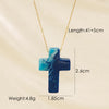 Basic Cross Natural Stone Plating 14k Gold Plated Pendant Necklace