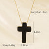 Basic Cross Natural Stone Plating 14k Gold Plated Pendant Necklace