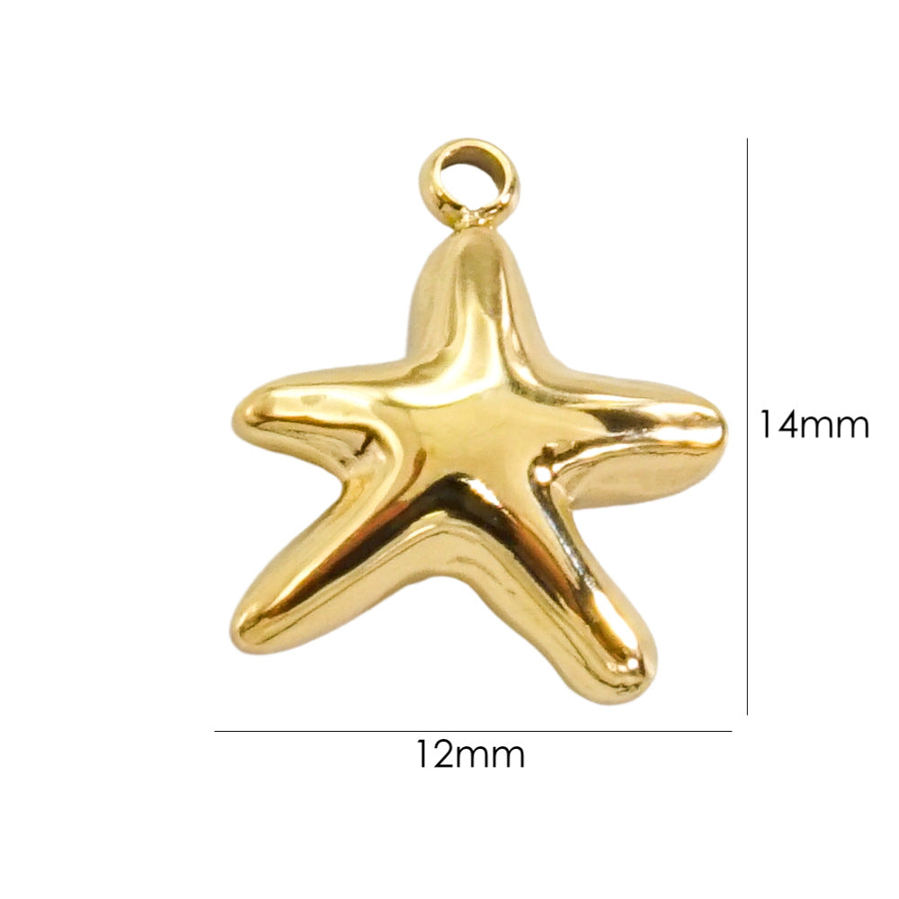 1 Piece 304 Stainless Steel 14K Gold Plated Starfish