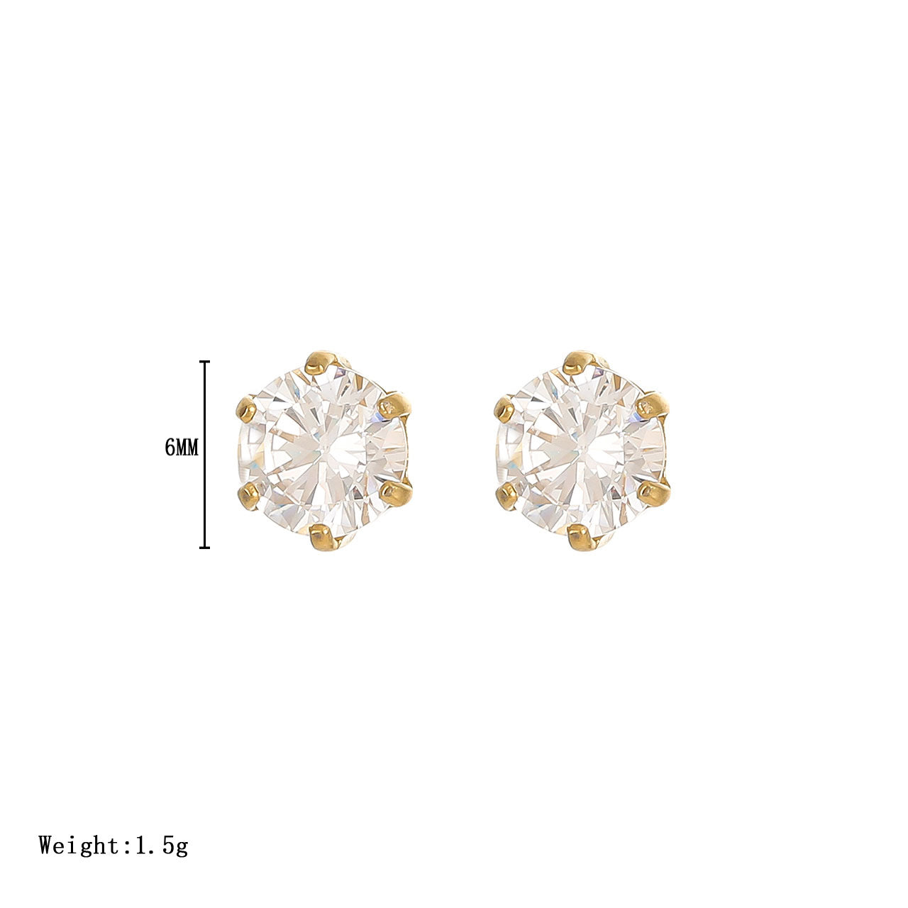 1 Pair Simple Style Round Inlay Stainless Steel Zircon White Gold Plated Gold Plated Ear Studs