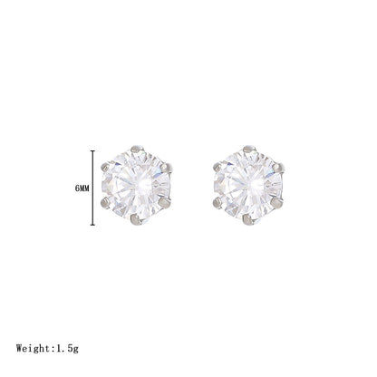 1 Pair Simple Style Round Inlay Stainless Steel Zircon White Gold Plated Gold Plated Ear Studs