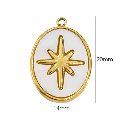 1 Piece 304 Stainless Steel Shell Diamond 14K Gold Plated Star Floral