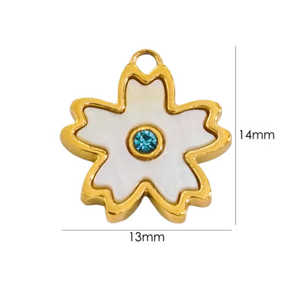 1 Piece 304 Stainless Steel Shell Diamond 14K Gold Plated Star Floral