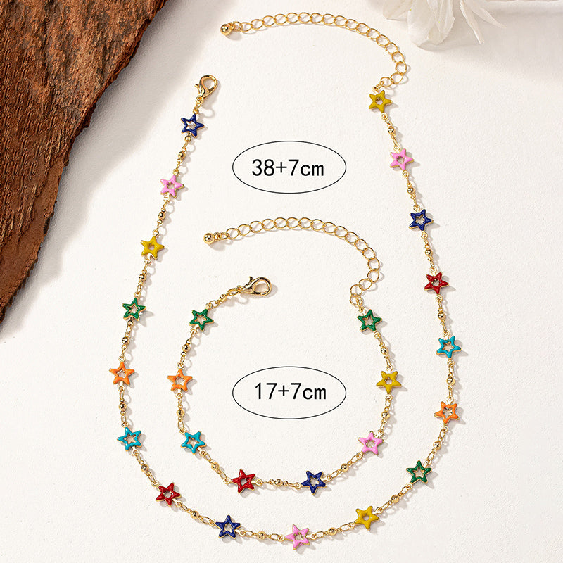 Simple Style Star 14k Gold Plated Alloy Wholesale Bracelets Necklace